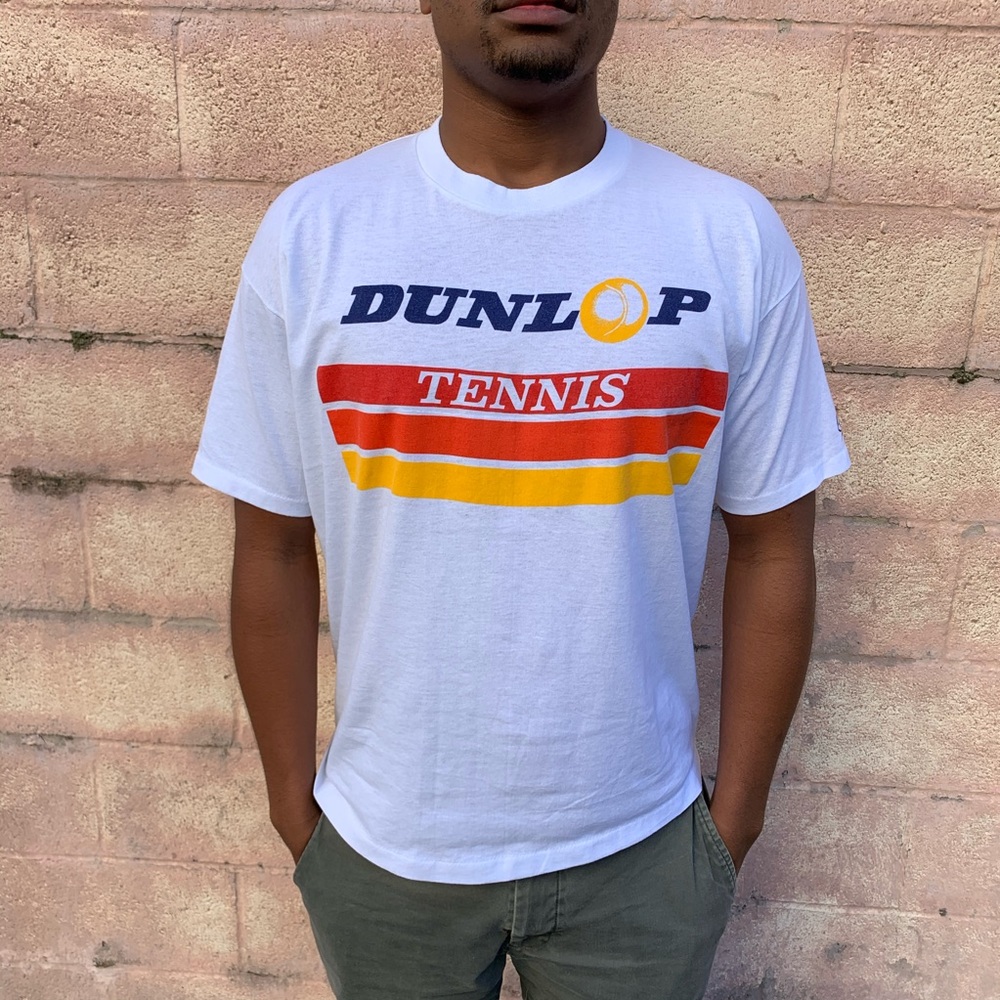 Dunlop Tennis t-shirt vintage 1980s white vtg